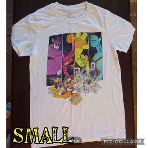 Warner Bros Space Jam unisex small white tee movie y2k Taz tweety bugs bunny 90s